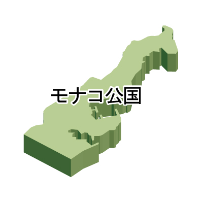 モナコ公国無料フリーイラスト｜漢字・立体(緑)